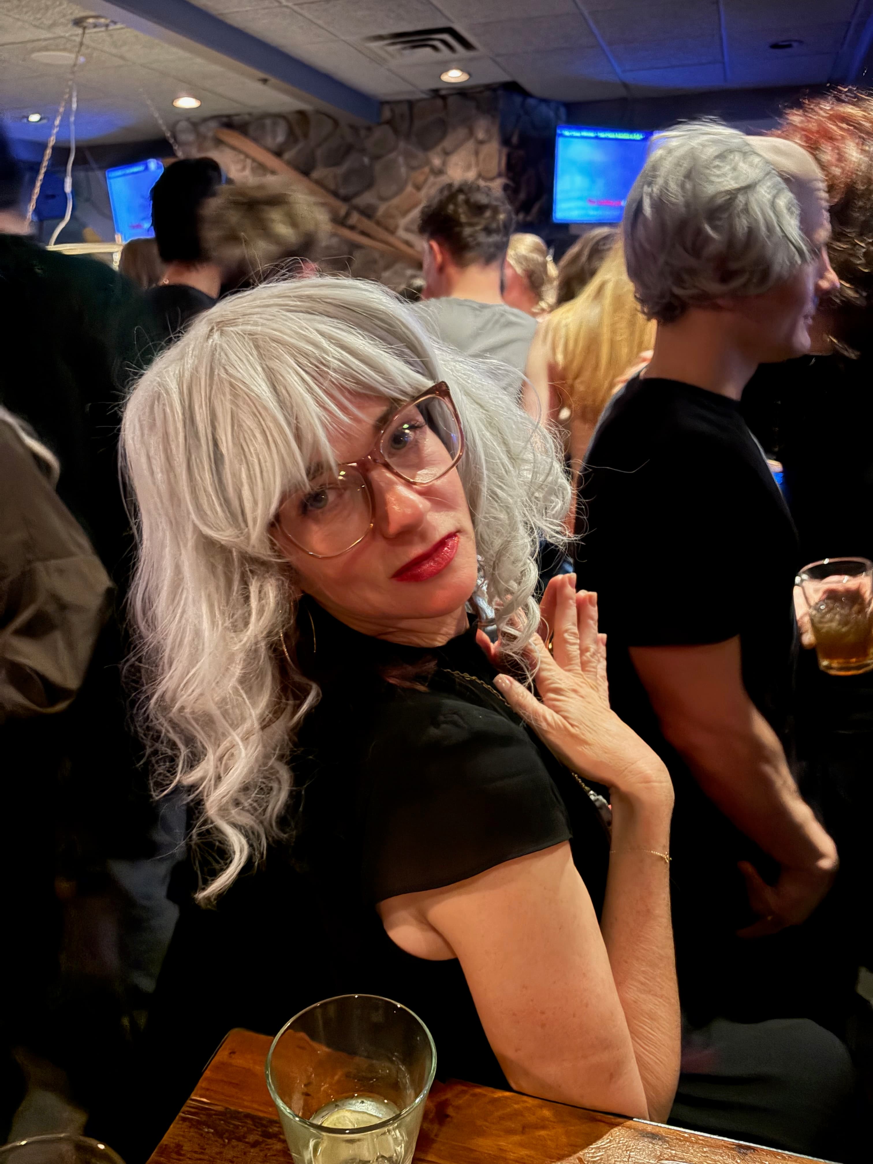 Silver wig nightlife portrait
