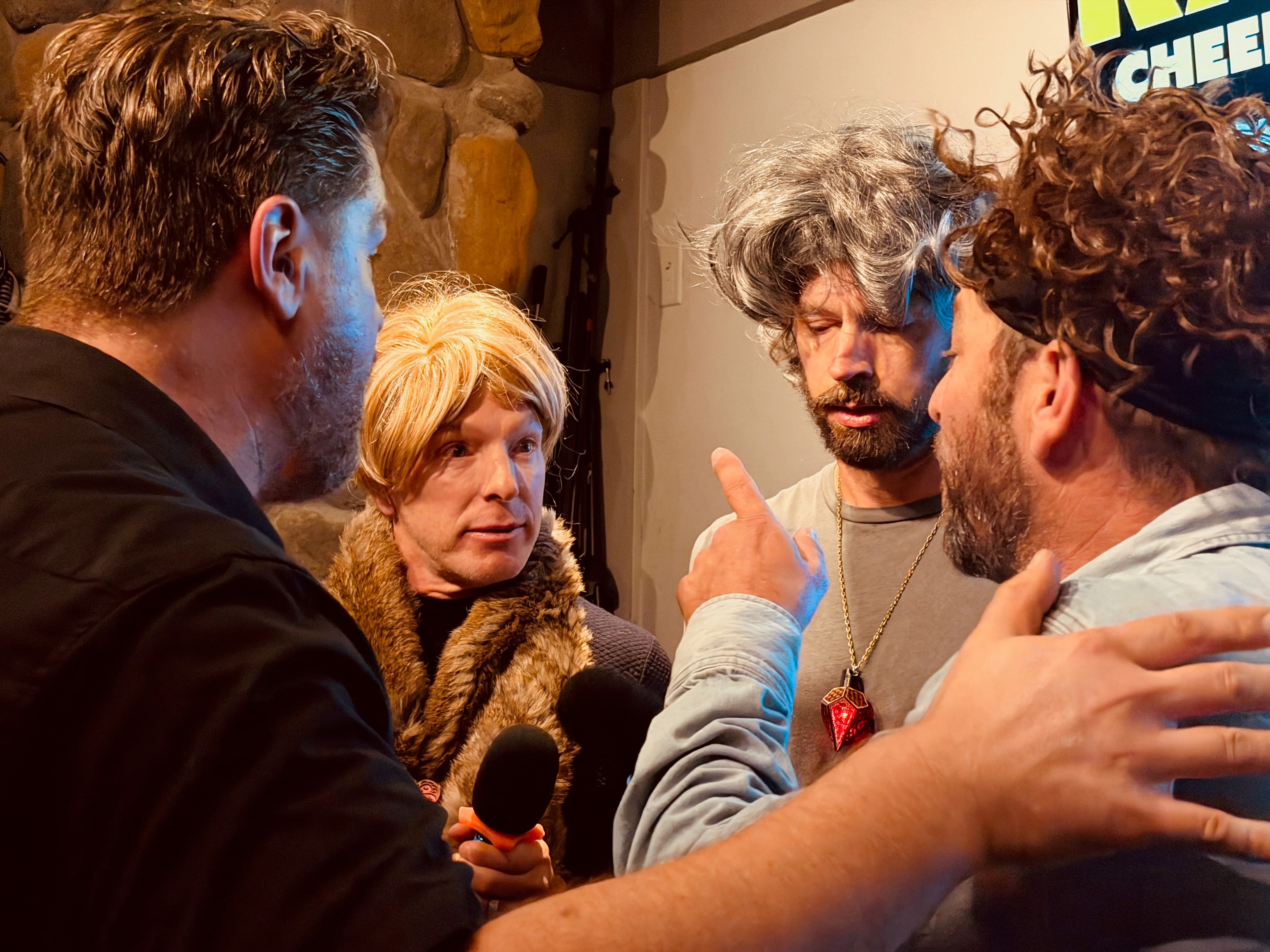 Party portrait with platinum wig